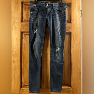 Express Blue Denim Skinny Distressed Jeans